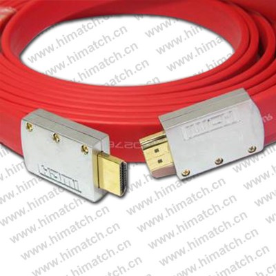 Red Color Wall Installation Flat HDMI Cable